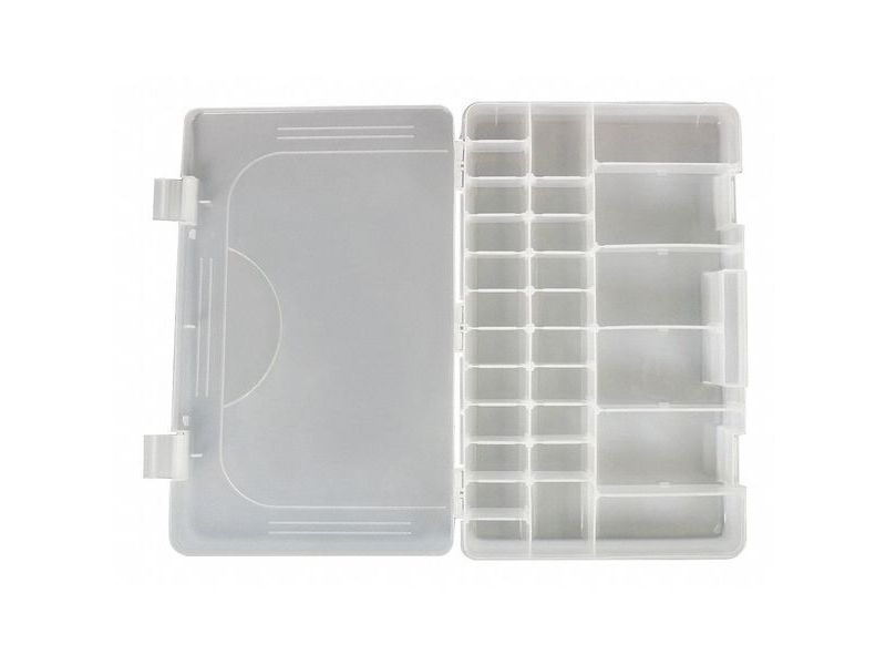 WESTWARD 5MZJ0 Large Accessory Tray w/ 28 Adjustable Slots, Clear Plastic