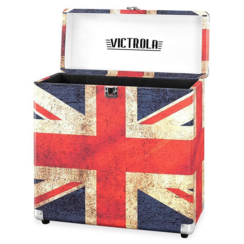 Vintage Vinyl Record Storage and Carrying Case Fits All Standard Records 33 13 45 and 78 RPM Holds 30 Albums Perfect for Your Treasured Record Collection UK Flag