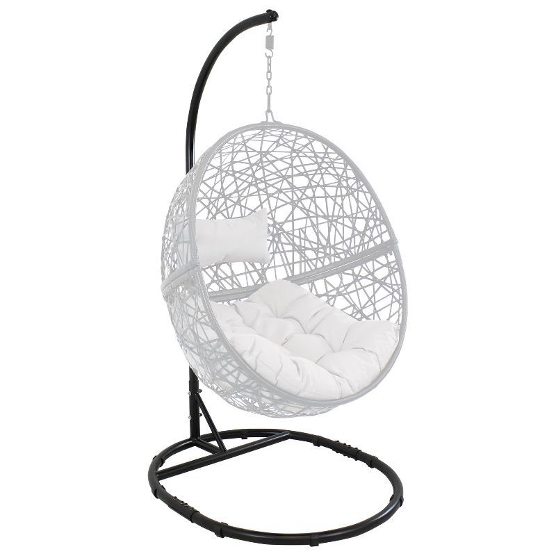 Sunnydaze Durable Indoor/Outdoor Egg Chair Stand with Extra-Wide Round Base, Hardware and Powder-Coated Finish - 76" H - Black