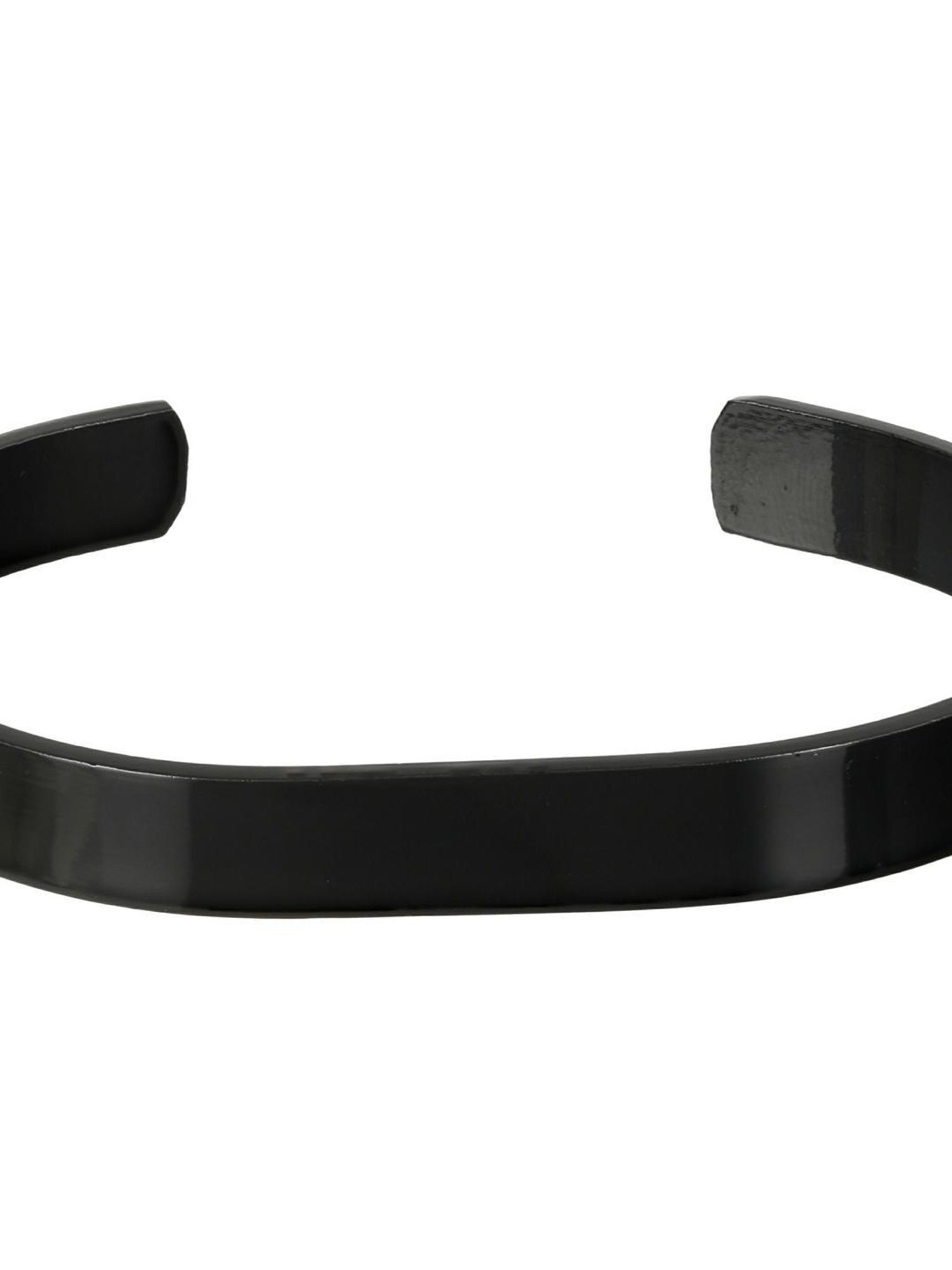 Bold by Priyaasi Solid Black Cuff Bracelet for Men