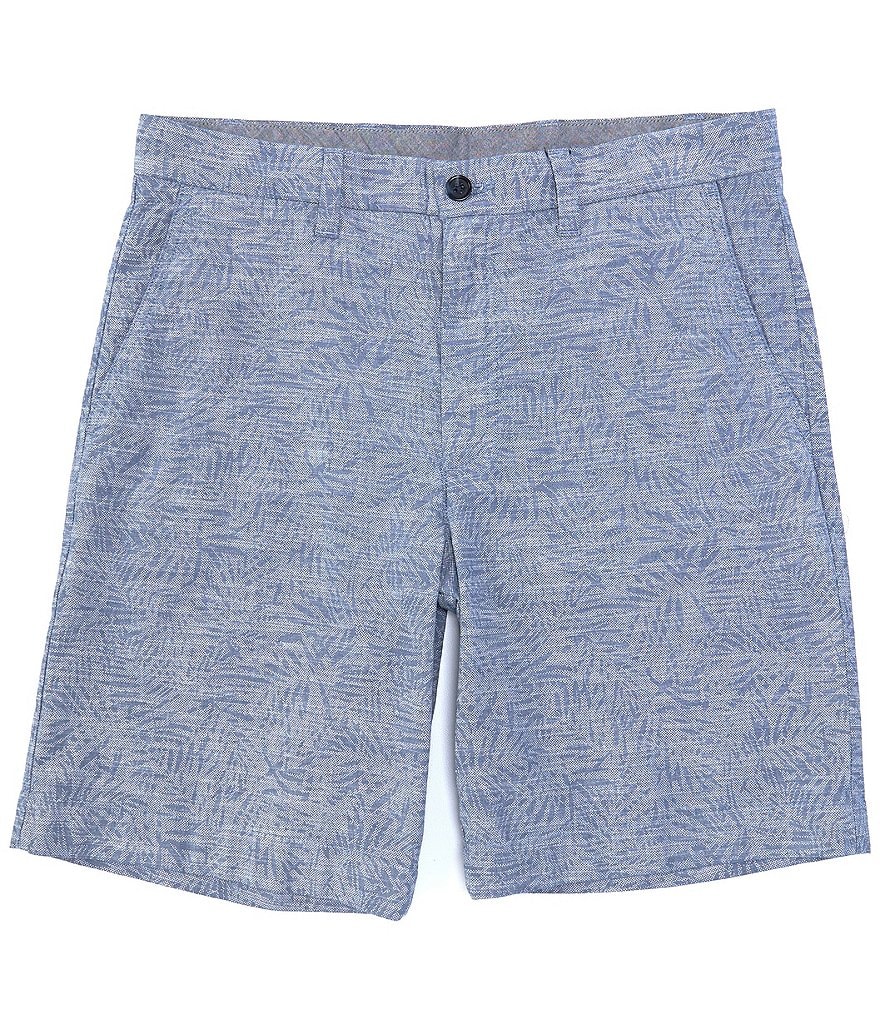 Roundtree & Yorke Big and Tall Performance 9#double; and 11#double; Inseam Flat Front Herringbone Print Shorts