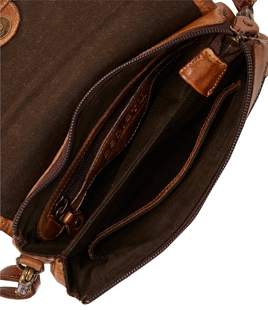 Bed Stu Ziggy Flap Closure Tanned Leather Crossbody Bag