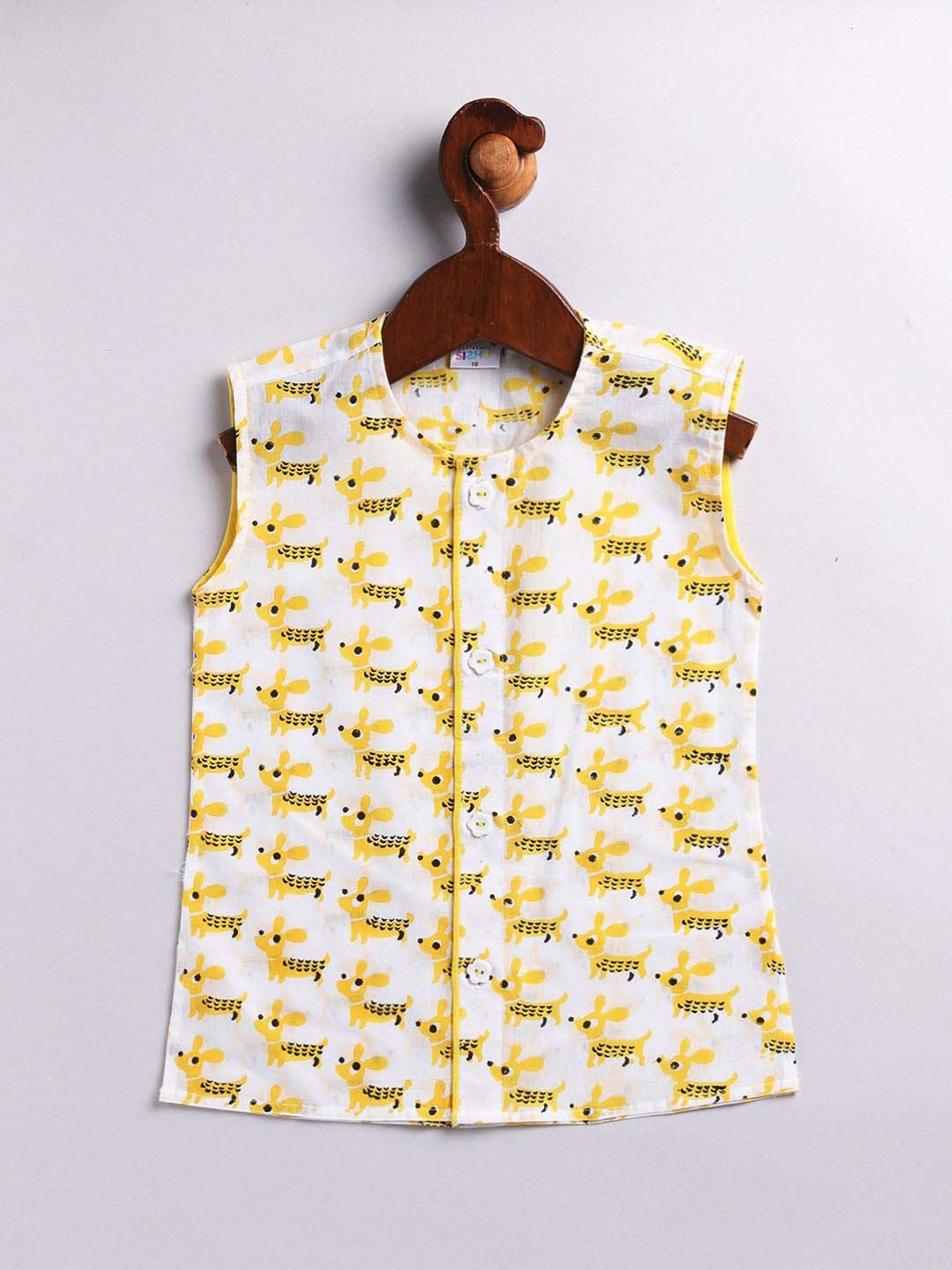 VASTRAMAY Boys Yellow Cotton Printed Kurta Sets