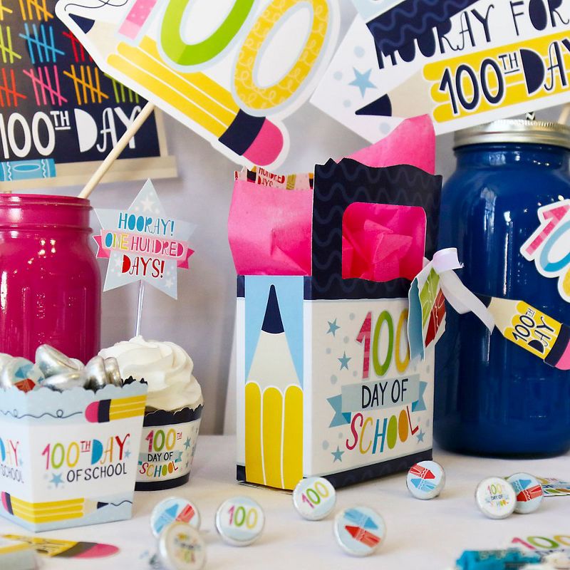 Big Dot of Happiness Happy 100th Day of School - 100 Days Party Favor Boxes - Set of 12