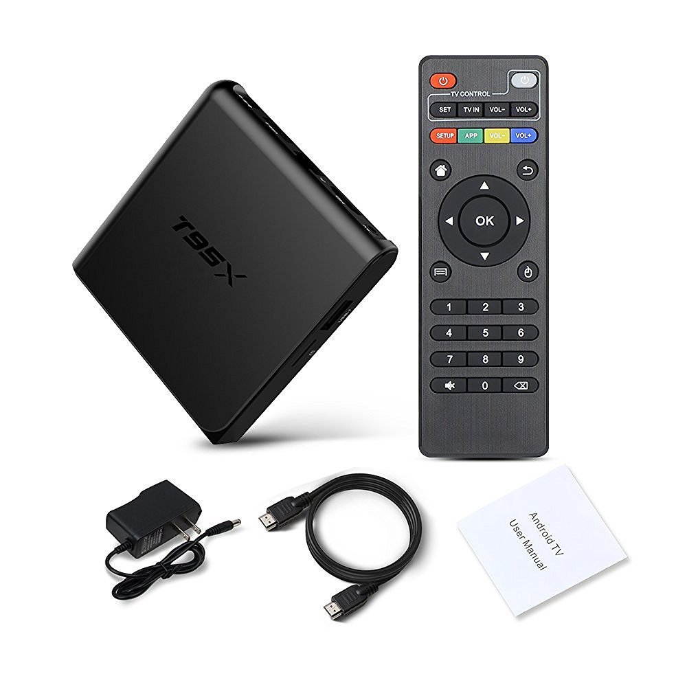 TopYart T95X TV Box Android 6.0 Amlogic S905X 64bit Quad Core Ultra HD 4K 60fps H.265 with WiFi DLNA Smart Set Top Box (2+8 G)
