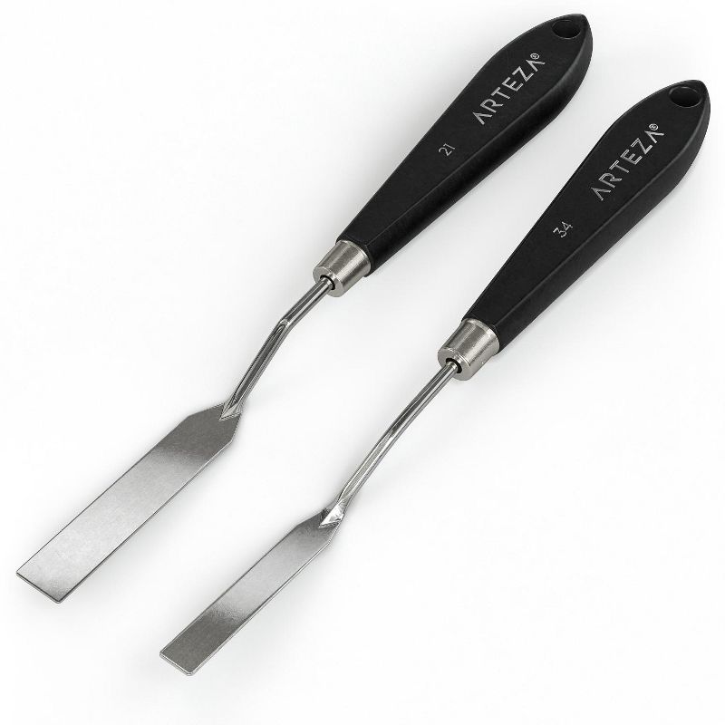 Arteza Palette Knives Art Tool Supply Set for Mixing and Applying Paint, #21 and #34 - 2 Pack (ARTZ-3632)