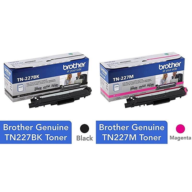 Genuine TN227 TN227BK High Yield Toner Cartridge Page Yield Up to 3000 Pages Genuine TN227M High Yield Toner Cartridge Replacement Magenta Toner Page Yield Up to 2300 Pages TN227