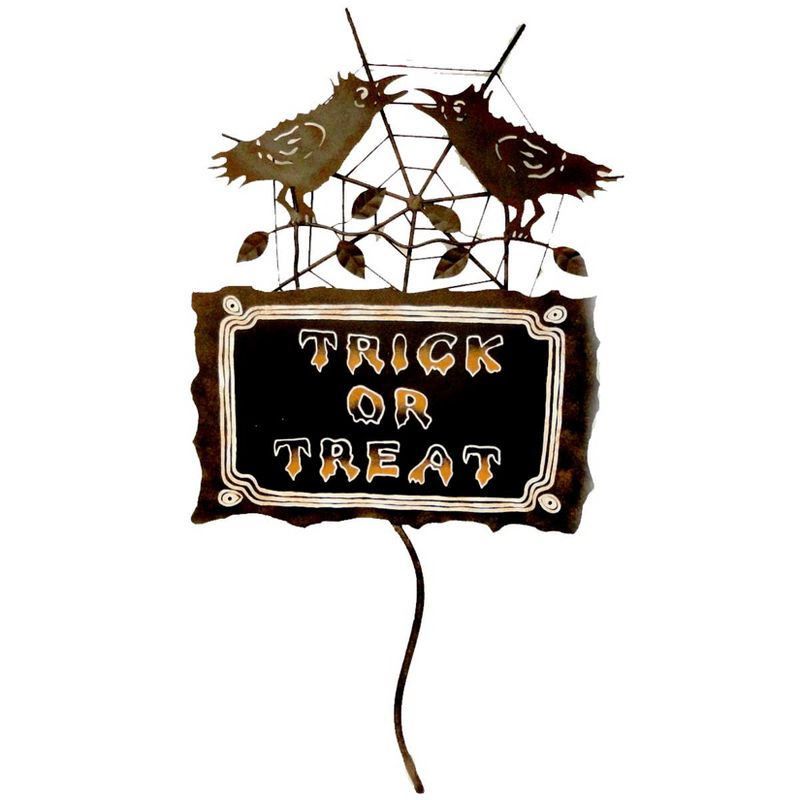 Halloween Crow Garden Stake Spider Web  -  Decorative Garden Stakes