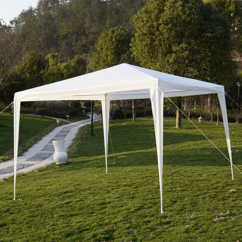 Costway Outdoor 2-Tier 10'x10' Gazebo Canopy Shelter Awning Tent Patio Garden Screw-free structure Brown