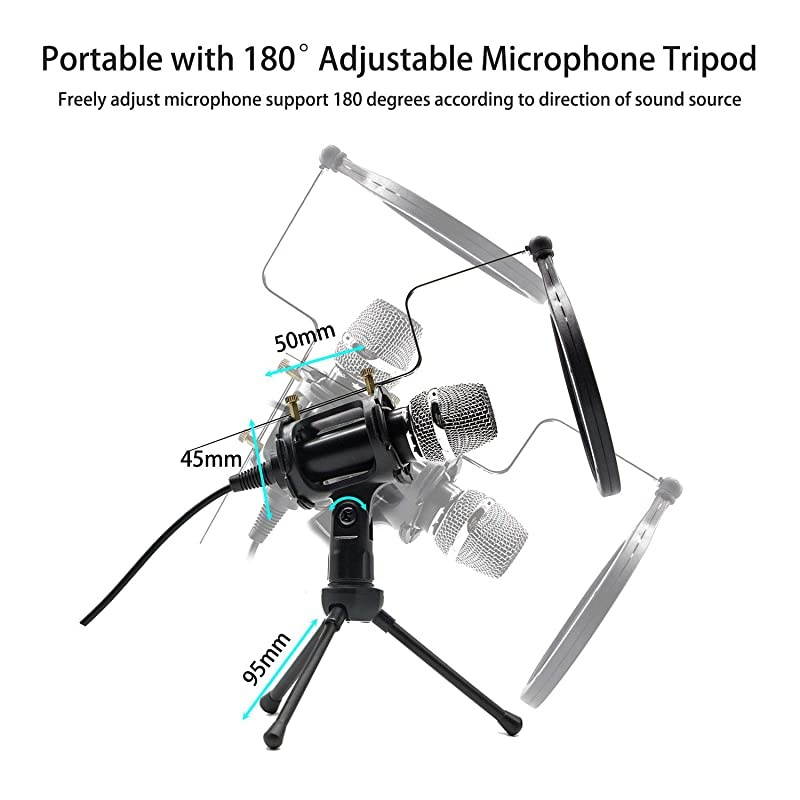 Recording Microphone 3.5mm Plug and Play PC Microphone, Broadcast Microphone for Computer Desktop Laptop MAC Windows Online Chatting Podcast Skype YouTube Game