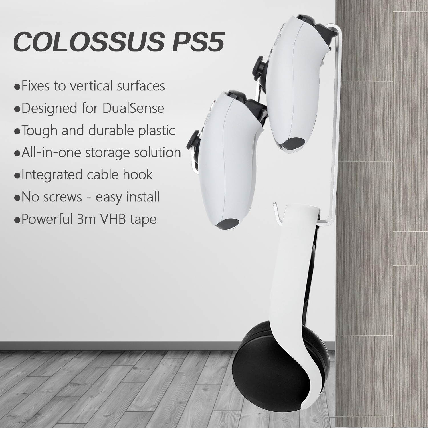 Gamepad & Headphone Three-In-One Wall Mounted Hanger For PS5 / PS4