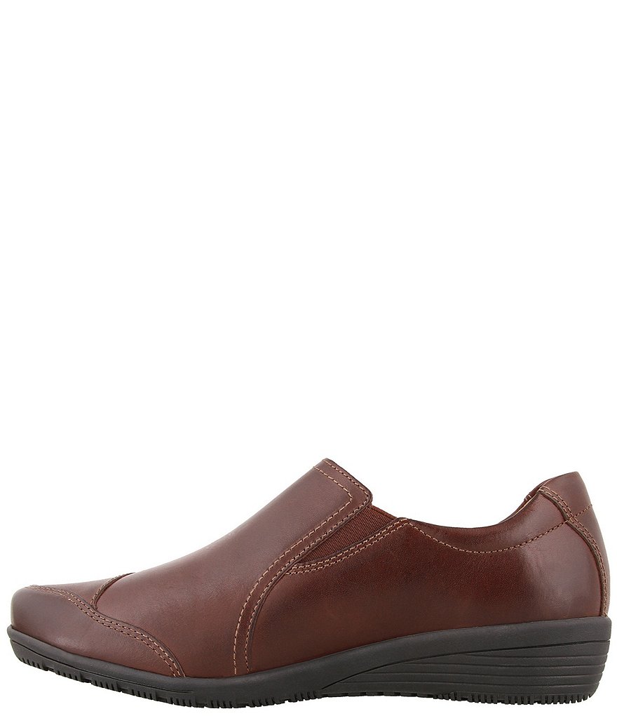 Taos Footwear Character Leather Side Zip Wedge Slip Ons