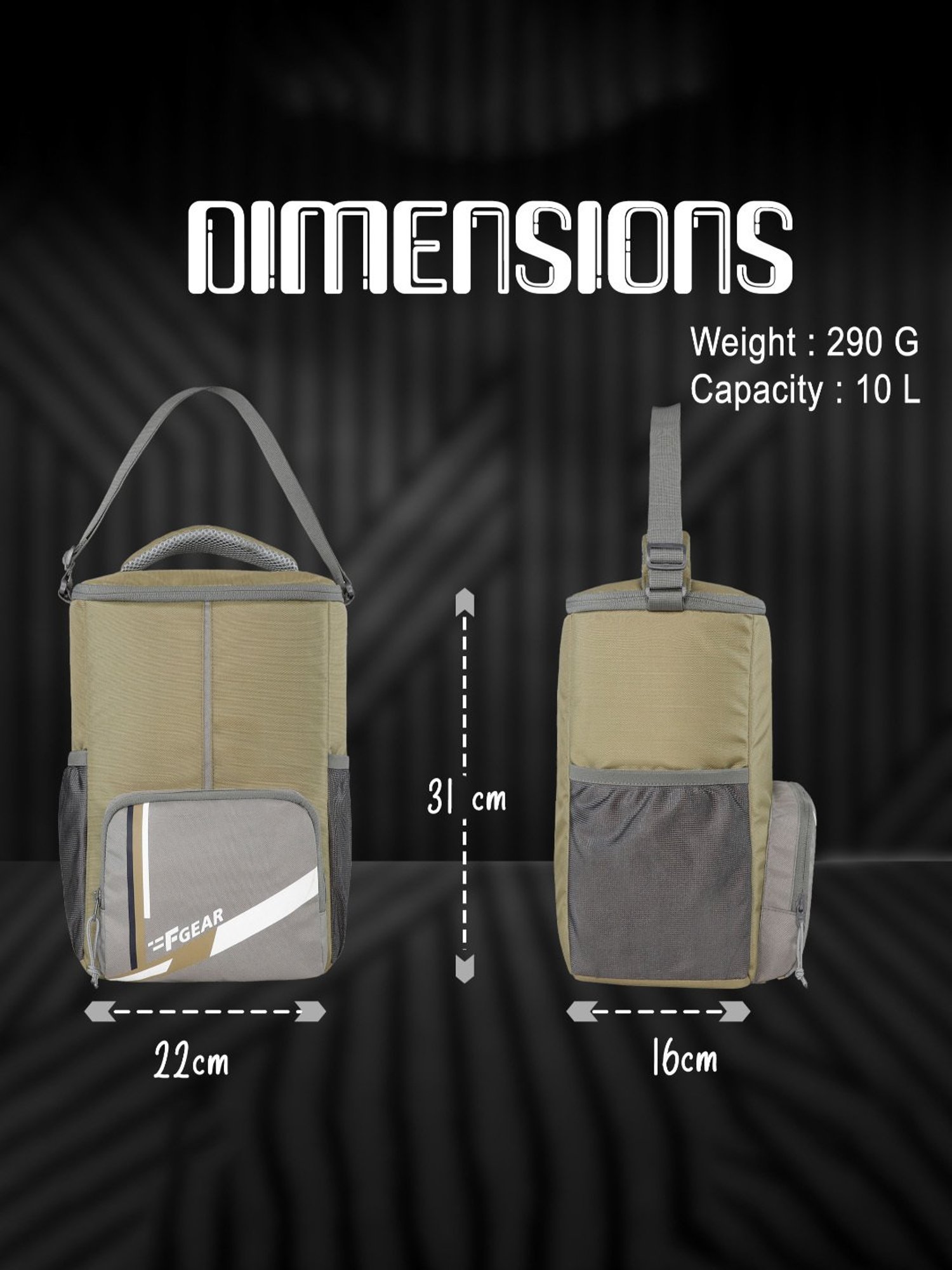 F Gear Ramen Khaki & Grey Medium Lunch Bag