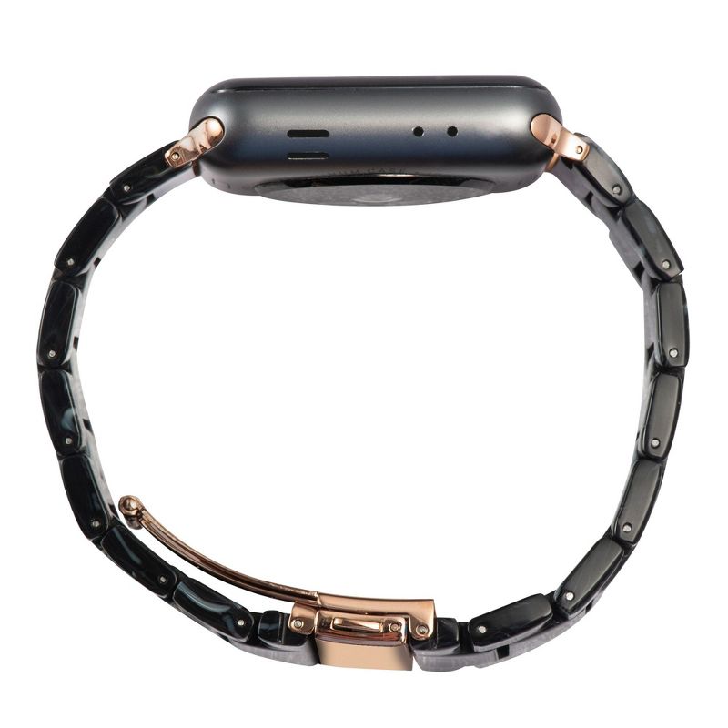 Insten Resin Watch Strap For Apple Watch 42mm 44mm All Series SE 6 5 4 3 2 1, Replacement Band, Lightweight Bracelet, Stainless Steel Buckle, Black