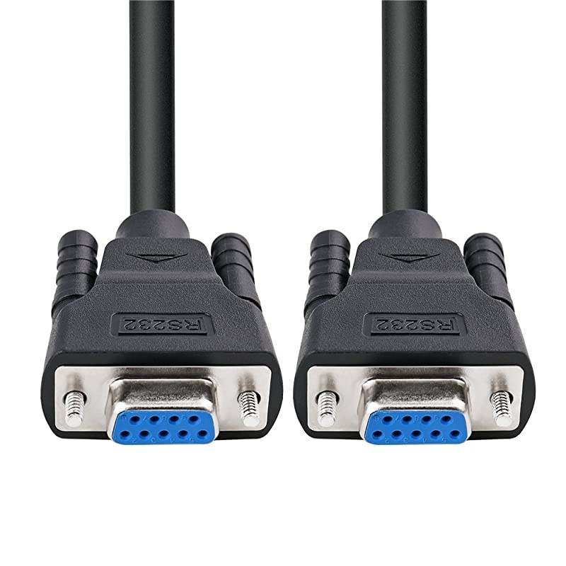 6 ft RS232 Serial Cable Female to Female 9 Pin Straight Through Black 2 Meters