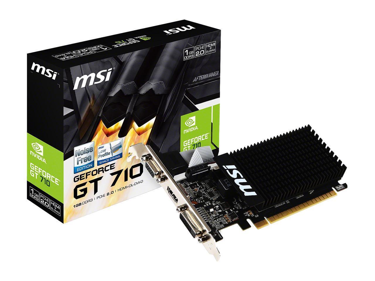 MSI GeForce GT 710 DirectX 12 GT 710 1GD3H LP 1GB 64-Bit DDR3 PCI Express 2.0 x16 HDCP Ready Low Profile Video Card