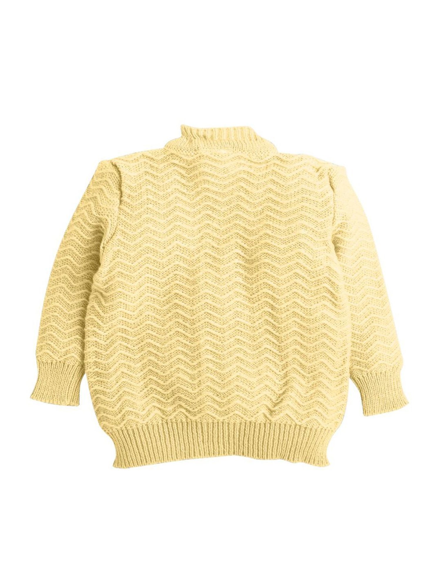Little Angels Kids Yellow Textured Pattern Full Sleeves Sweater Set