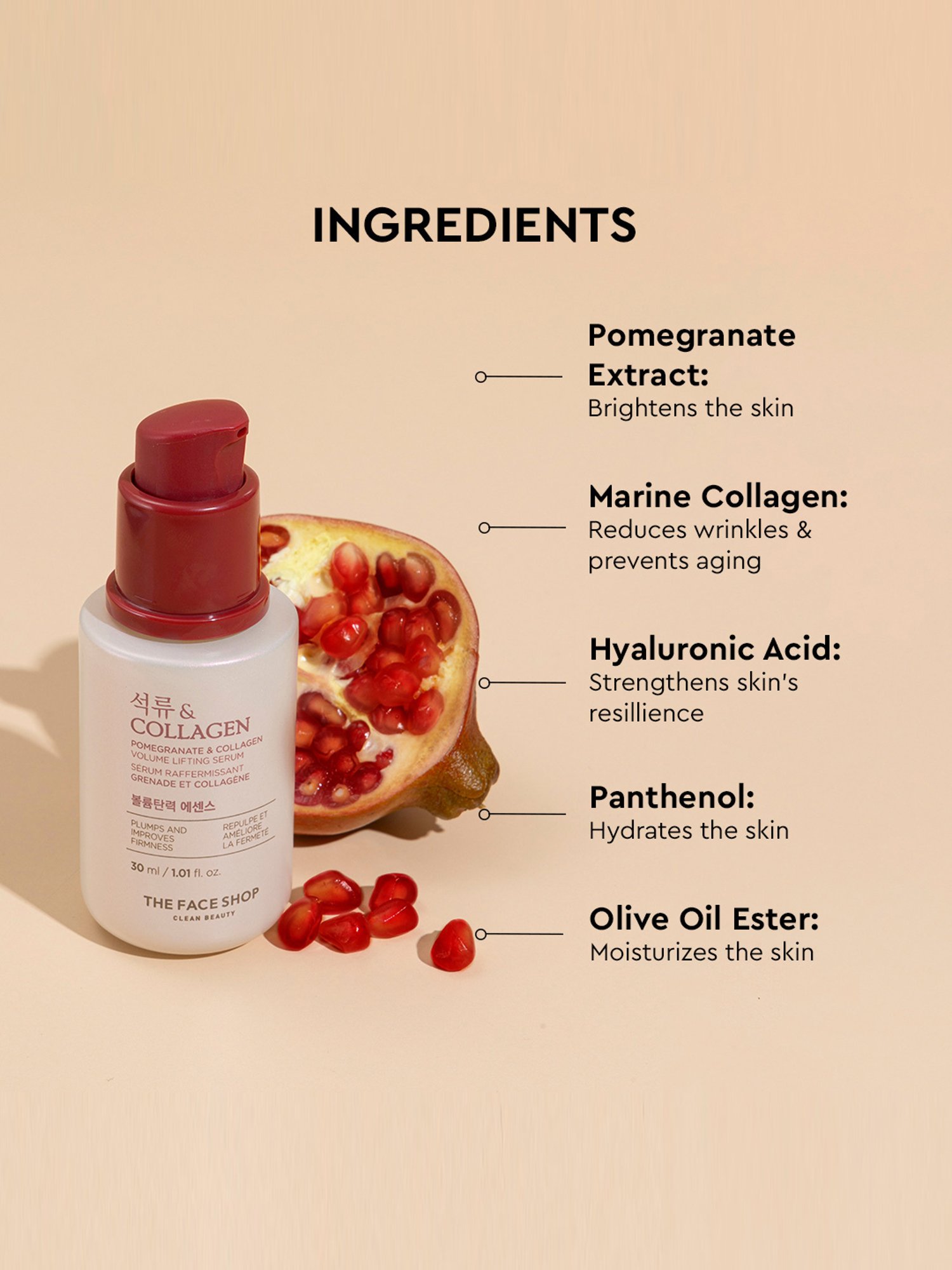 The Face Shop Pomegranate & Collagen Volume Firming Serum - 30 ml