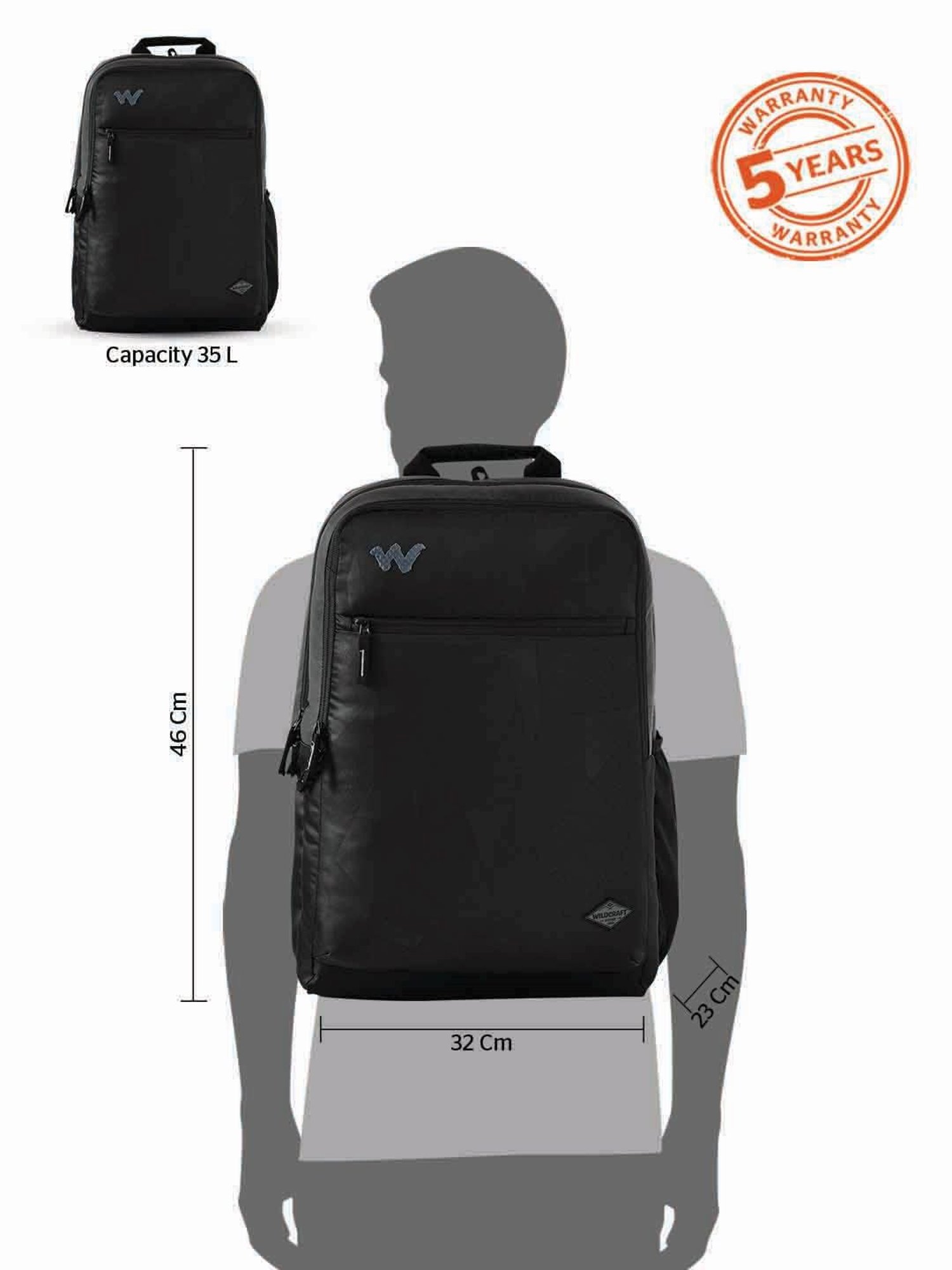 Wildcraft Evo 35 Black Backpack