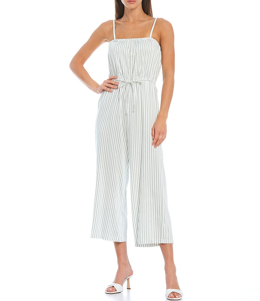 Gianni Bini Striped Sleeveless Square Neck Cropped Jumpsuit