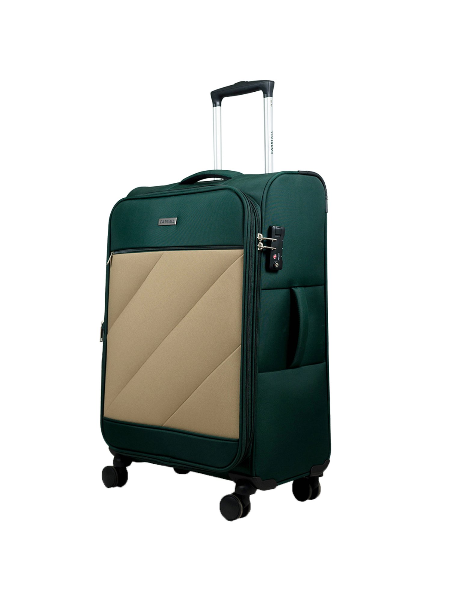 Carriall Green & Beige 4 Wheel Medium Soft Cabin Trolley Pack of 2 - 68 cm