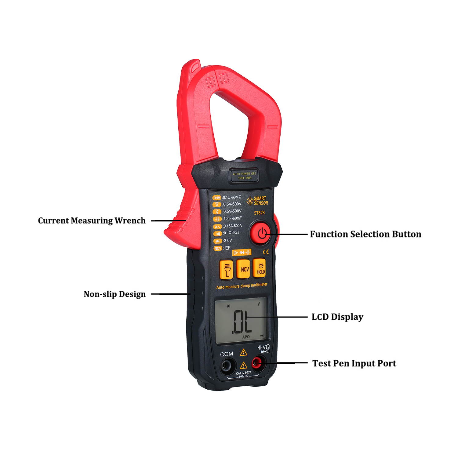 SMART SENSOR Digital Clamp Meter High Precision Automatic Range Multimeter AC Clamp Ammeter Clamp Gauge ST823
