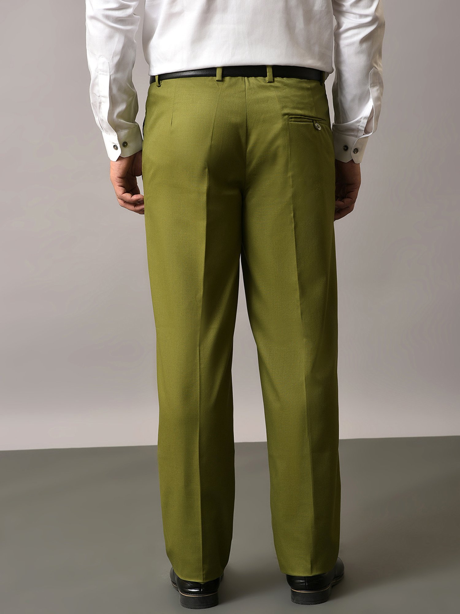 Hangup Green Regular Fit Flat Front Trousers