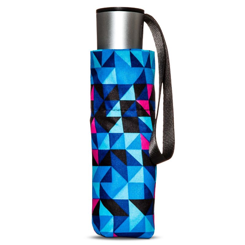 ShedRain Manual Compact Umbrella  - Blue Geo