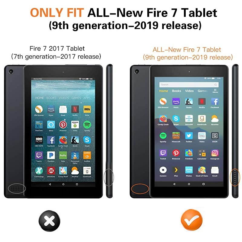 Case Fits AllNew Fire 7 Tablet 9th Generation 2019 Release Lightweight Smart Shell Slim Folding Cover Case with Auto WakeSleep Fit  Fire 7 Tablet Black