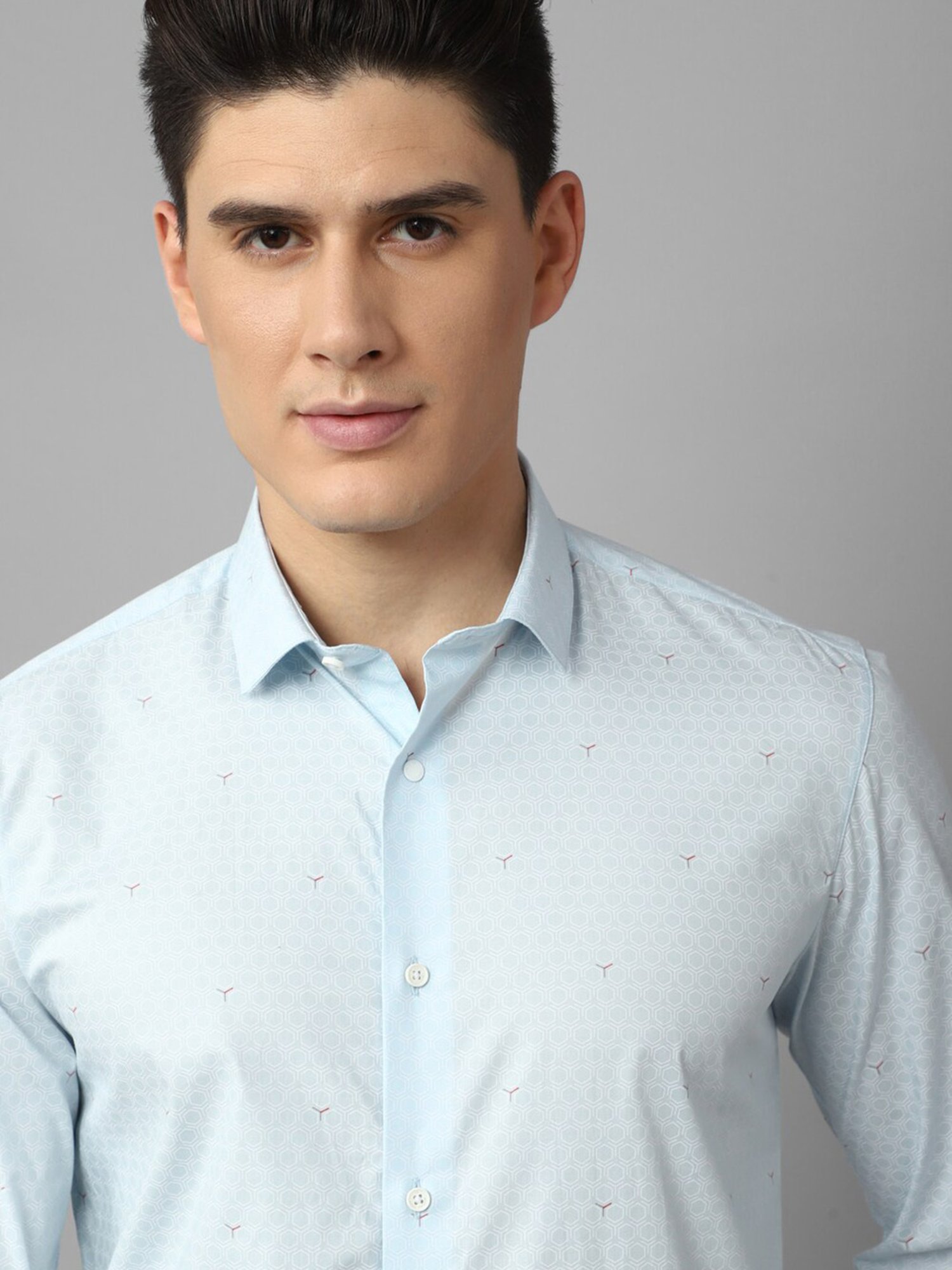 Louis Philippe Sport Light Blue Slim Fit Printed Shirt