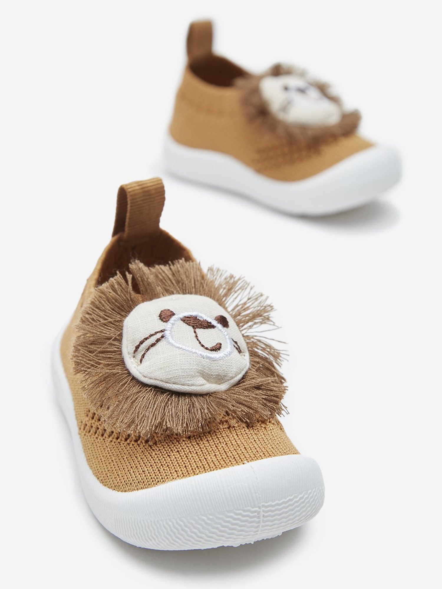 Yellow by Westside Tan Bear Applique Slip-On Shoes