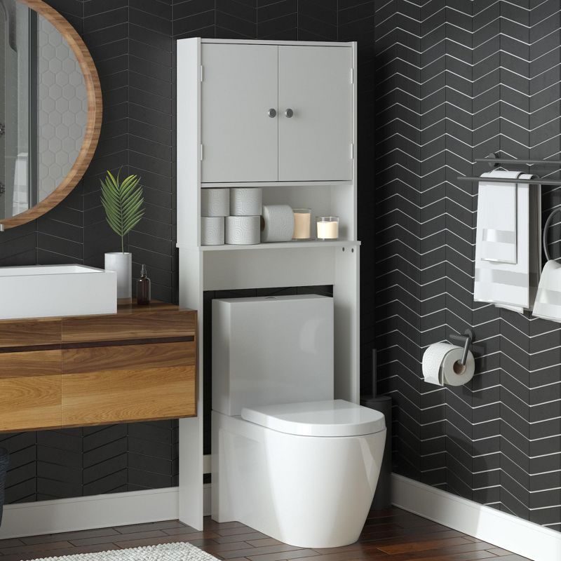 RealRooms Basin Space Saver, Bathroom Toilet Storage Furniture, White