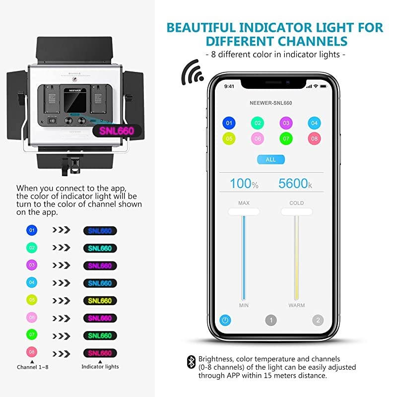 2 Packs 660 LED Video Light with APP Control Photography Video Lighting Kit with Light Stands Dimmable 40W BiColor 3200K5600K High CRI with DiffuserBarndoorBag for Studio YouTube Shooting