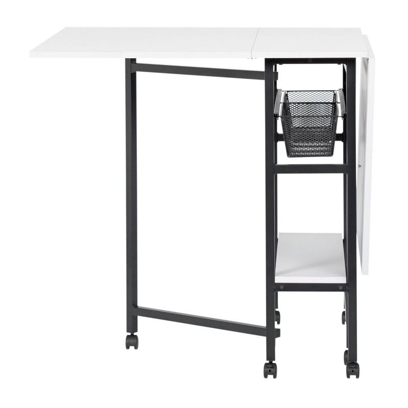 36" Fixed Height Cutting Table with Basket Charcoal/White - Sew Ready