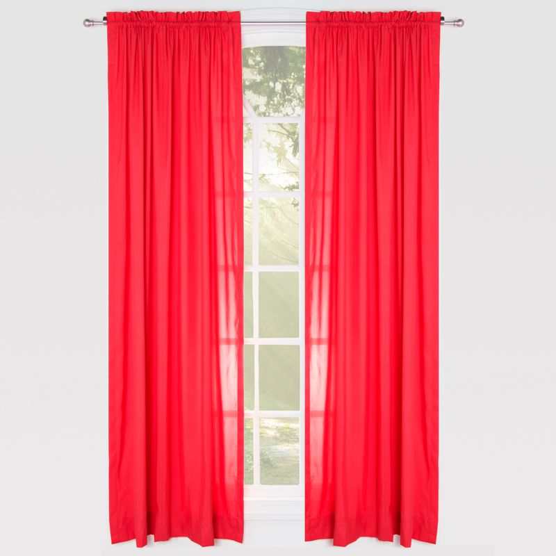 Red Solid 84" Rod Pocket Single Curtain Panel - Leaning Linens