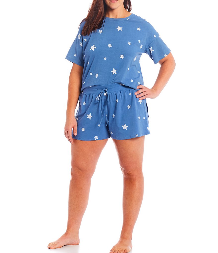 Jasmine & Ginger Plus Star Print Jersey Knit Coordinating Sleep Shorts
