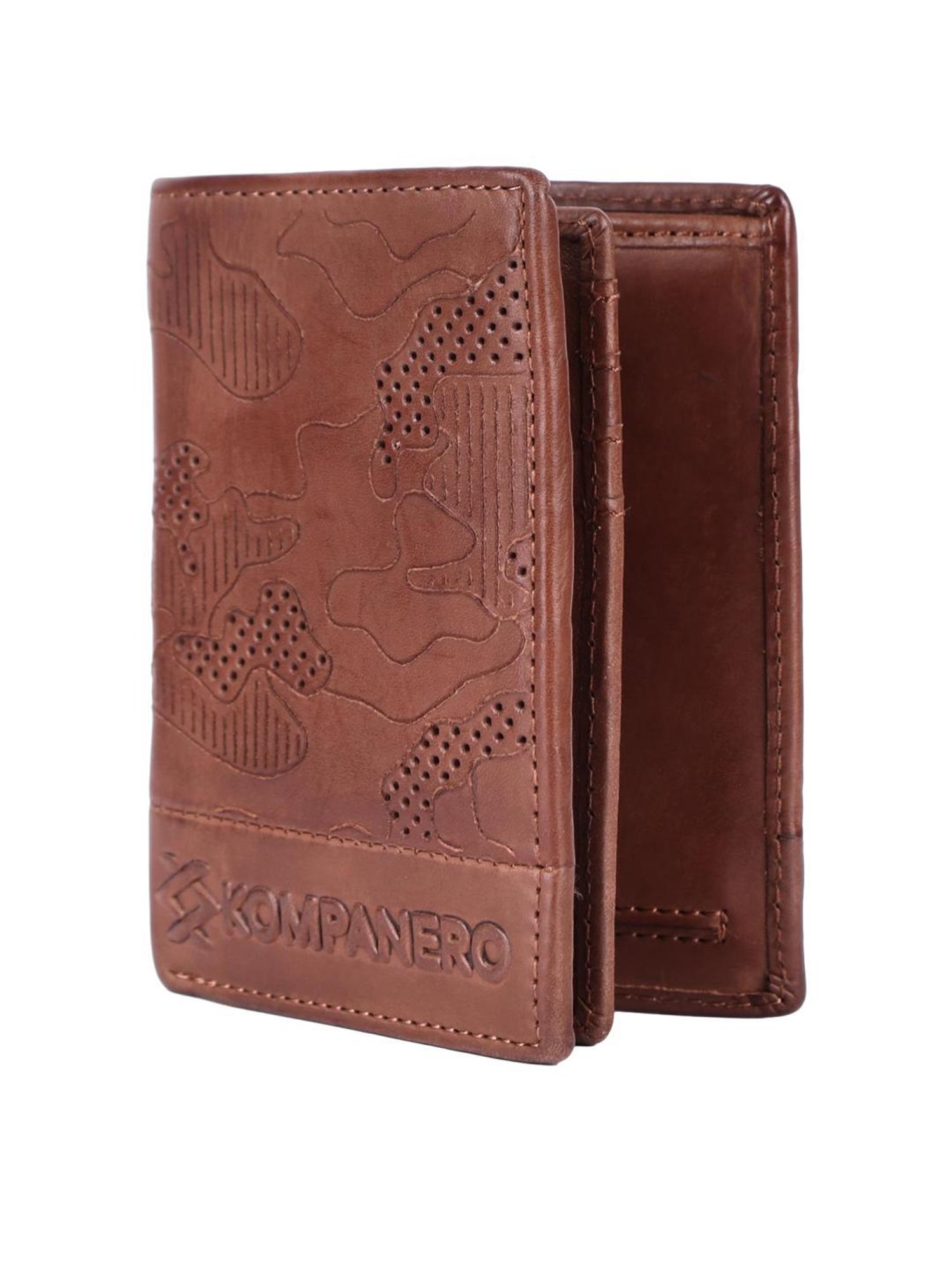 KOMPANERO Garrison Tan Printed Tri-Fold Wallet