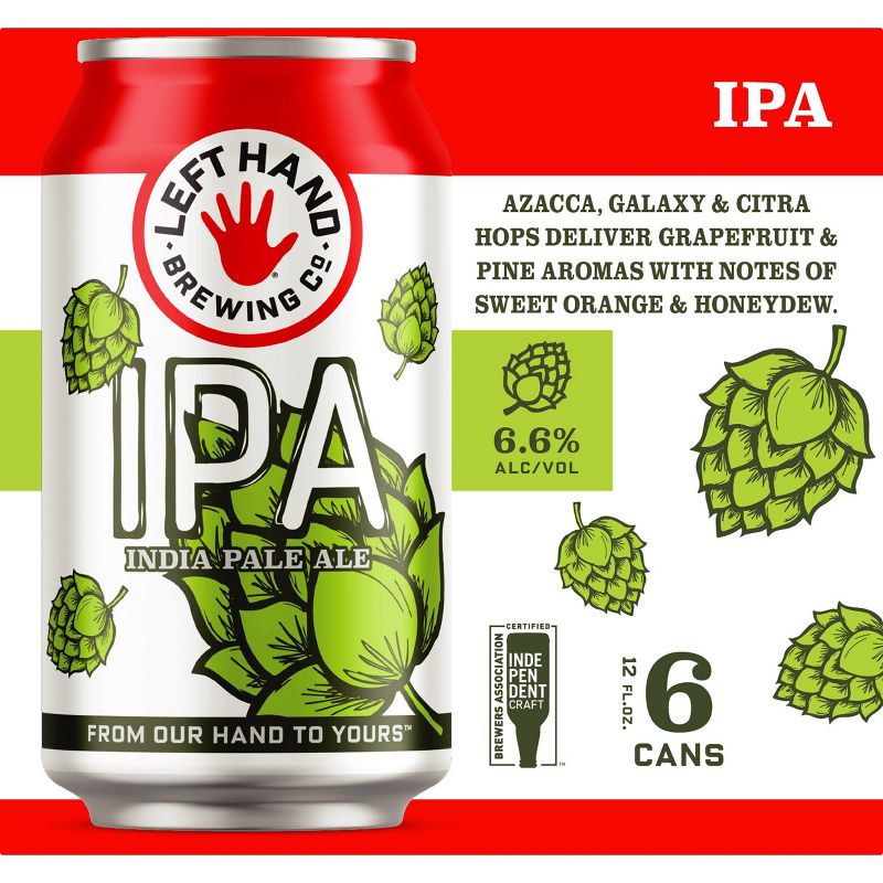Left Hand IPA Beer - 6pk/12 fl oz Cans