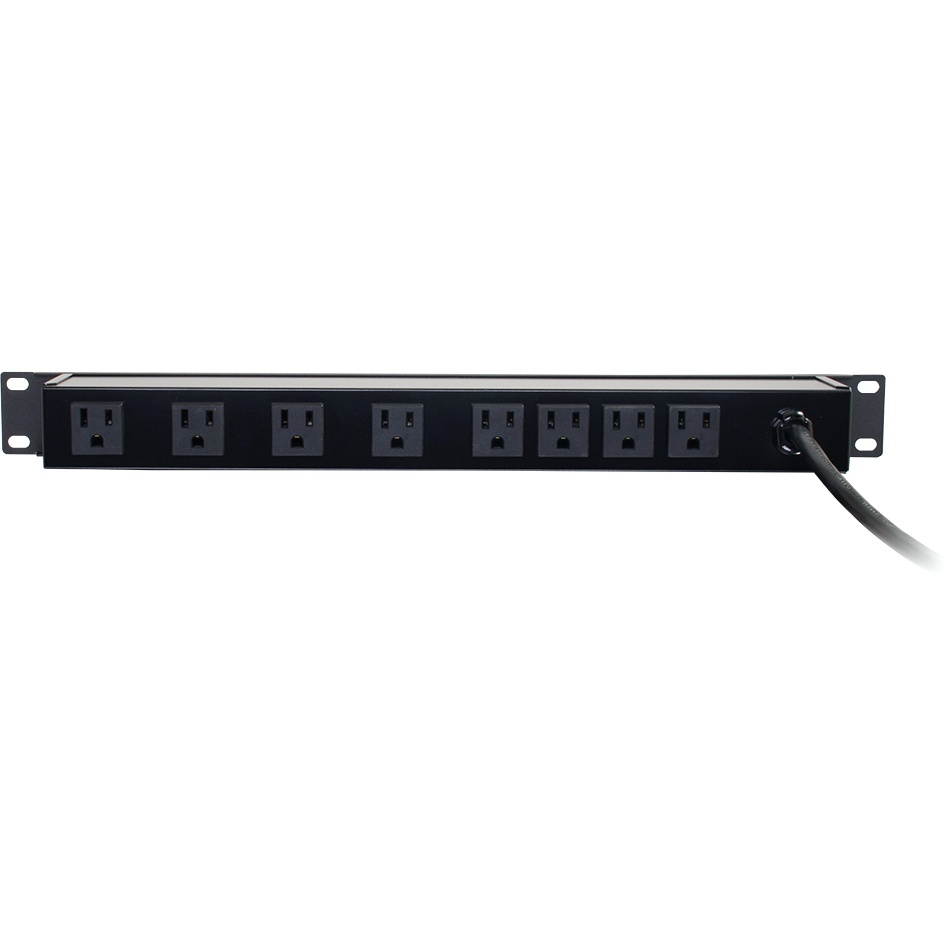 C2G 15ft Wiremold Rack Mount 8-Outlet 120v/15a Lighted Switch Power Strip