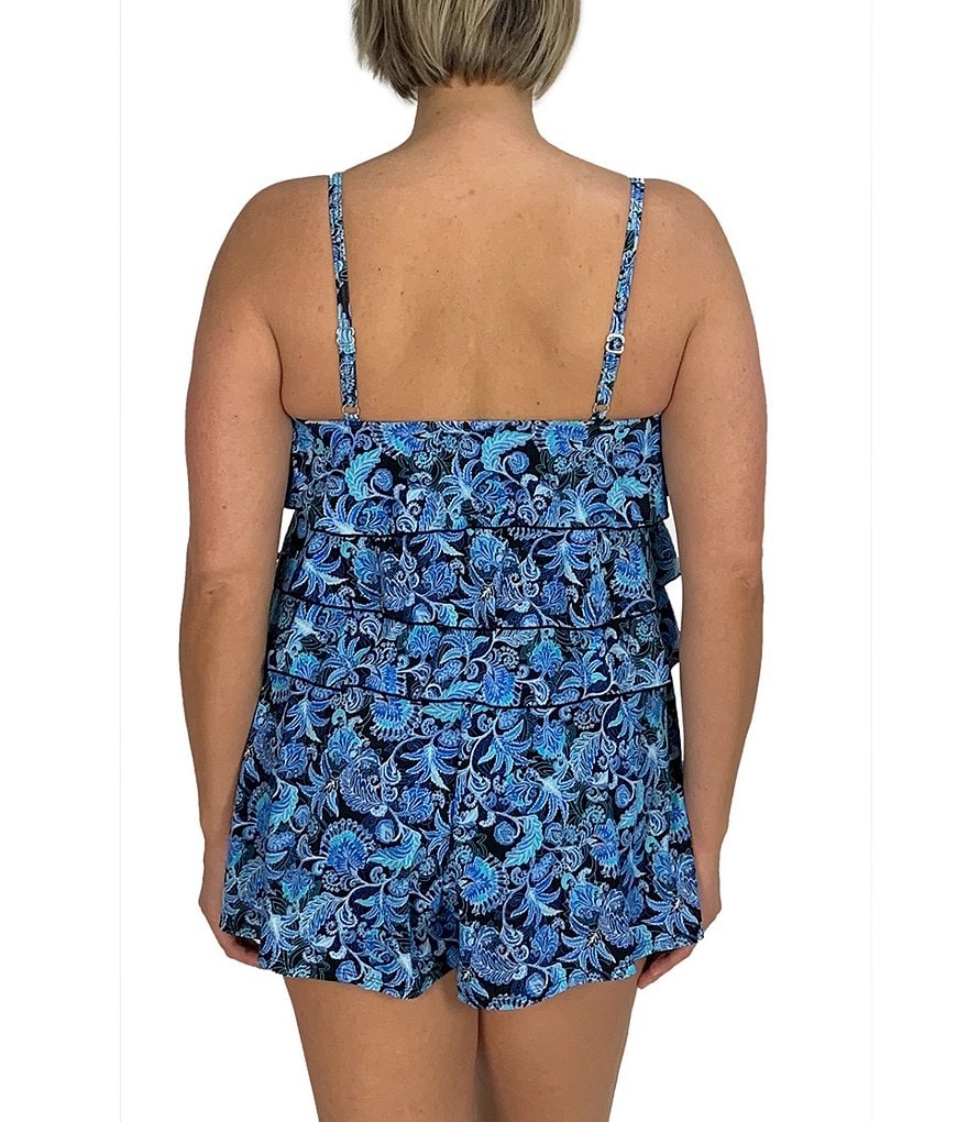 Fit 4 U Plus Size Bliss Tiered V-Hem Romper Swim Cover Up