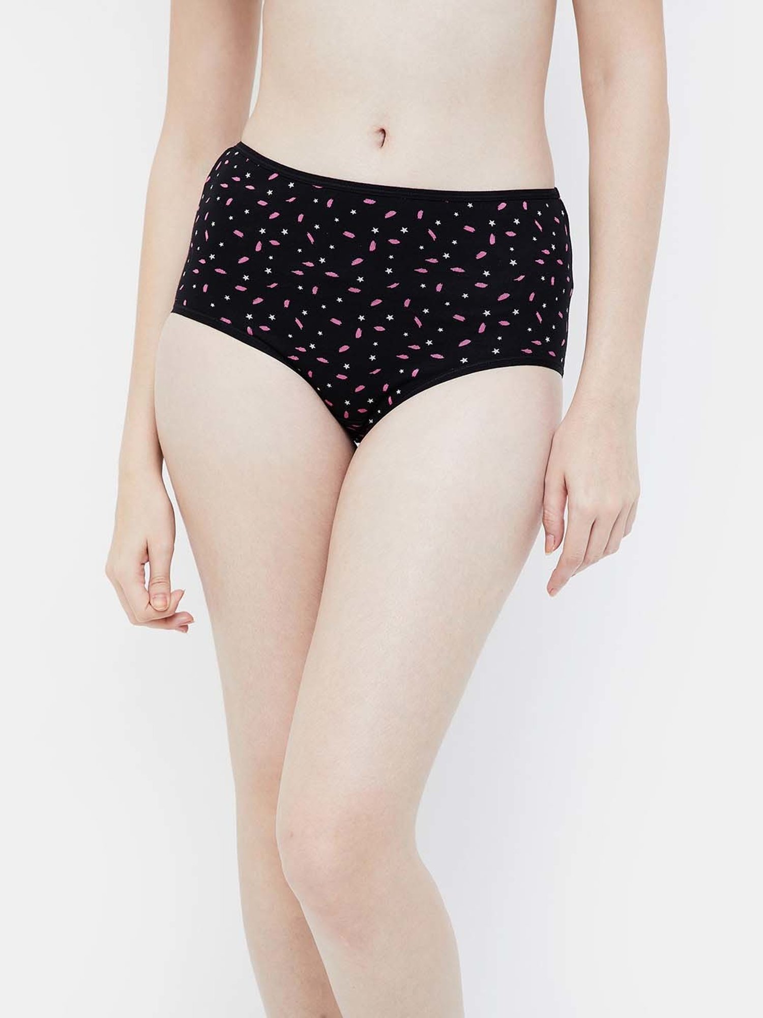 Ginger by Lifestyle Pink & Black Printed Hipster Panties - Pack of 3