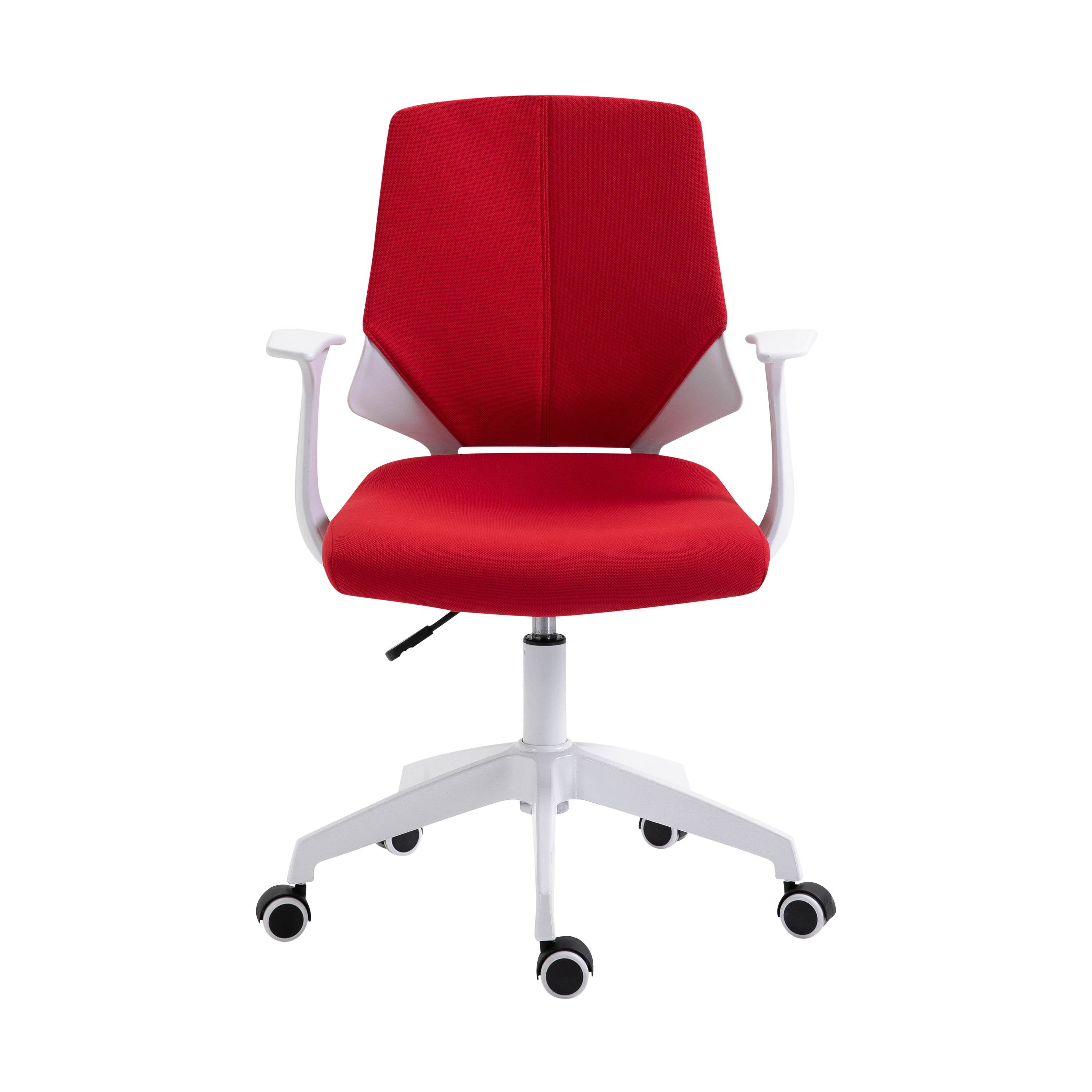 Techni Mobili Mid Back Office Task Chair with Height Adjustment, Executive Swivel Chair with Two Tone Non Marking Caster Wheels, Red