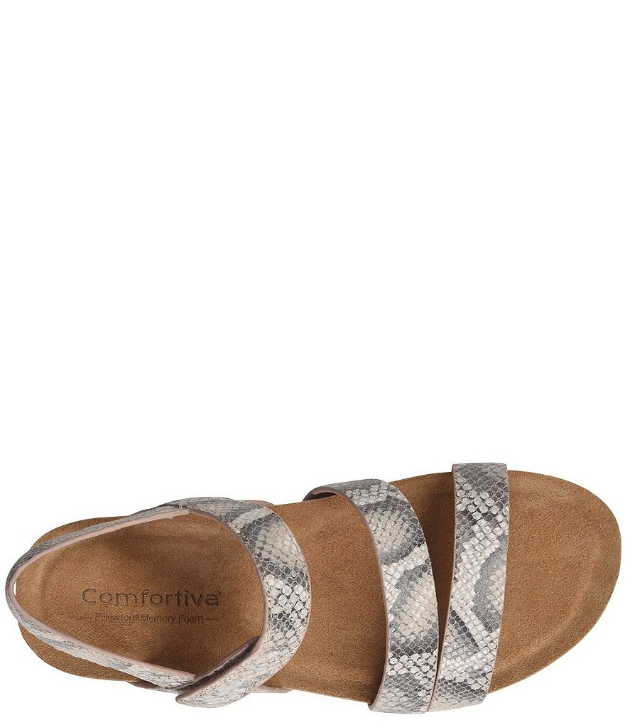 Comfortiva Gardena Snake Print Leather Sandals