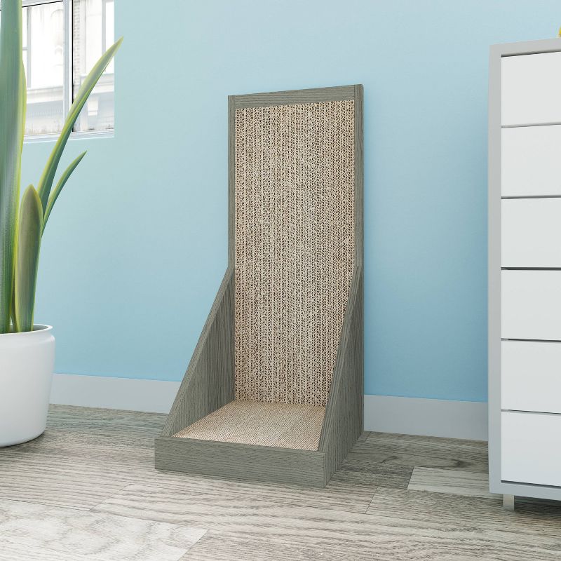 Way Basics Eco Standing Cat Scratcher Scratching Post - Gray Wood Grain