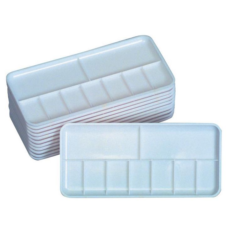 Jack Richeson Plastic 7 Well Palette Trays, 3-1/4 x 7-1/4 Inches, pk of 12