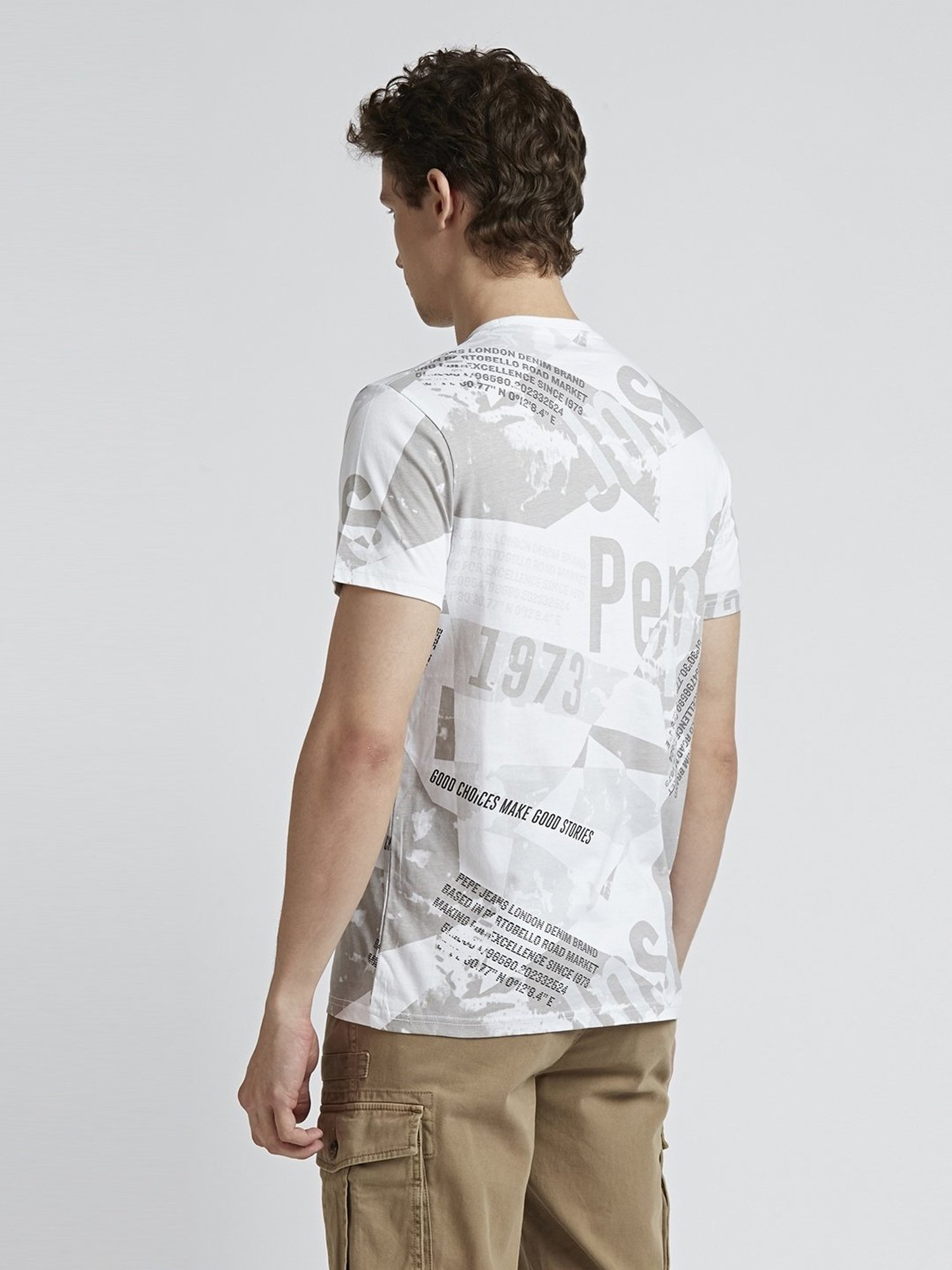 Pepe Jeans Grey Cotton Slim Fit Printed T-Shirt
