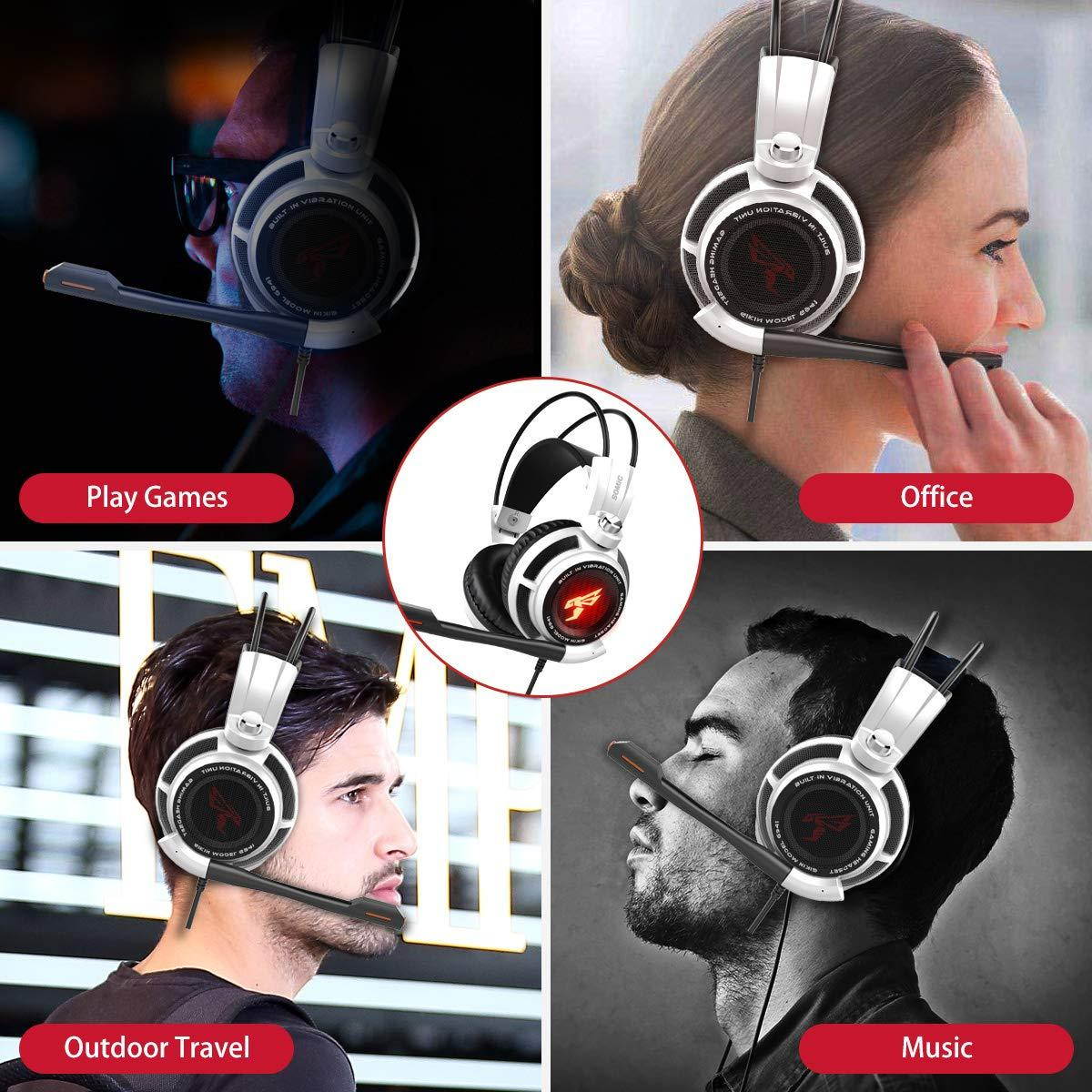 SOMIC G941 Gaming Headset for PS4, PC and Lapto: 7.1 Virtual Surround Sound with Omnidirectional Mic & Volume Control | LED, USB, Lightweight & Comfortable Over Ear Headphones for Professional Gamers