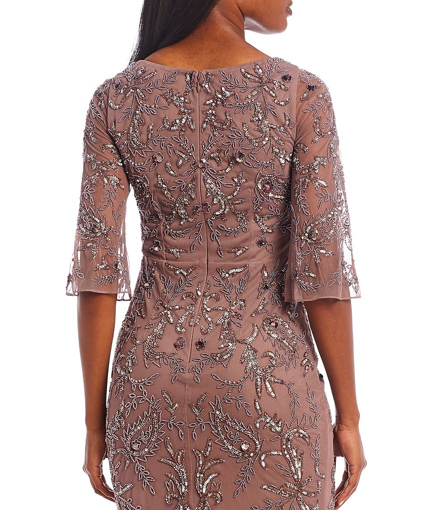 Aidan Mattox Beaded Mesh Godet Mermaid Gown