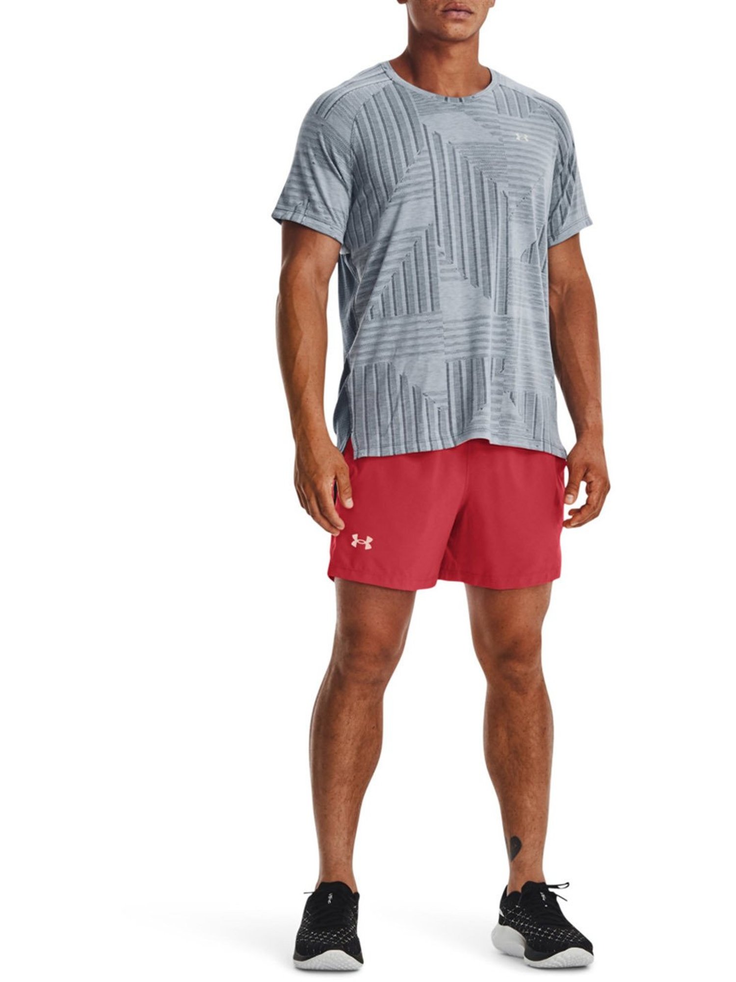 Under Armour Blue Regular Fit Self Pattern Sports T-Shirt