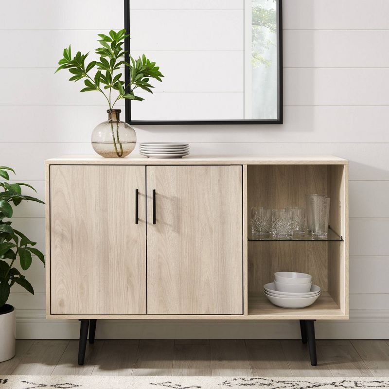 Amelia Mid-Century Modern Asymmetrical Sideboard TV Stand for TVs up to 50" Birch - Saracina Home